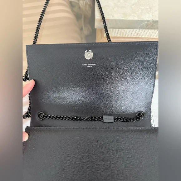 Saint Laurent YSL Medium Grain De Poudre Embossed Leather Black Shoulder Bag - Picture 10 of 16